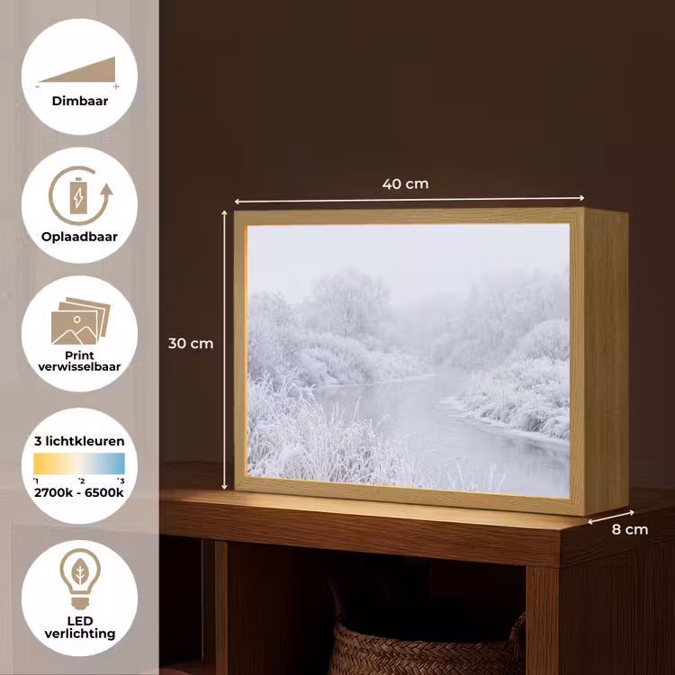 Lightbox - Wandlamp - Rivier - Sneeuw - Bos - Winter - Schilderachtig — 10