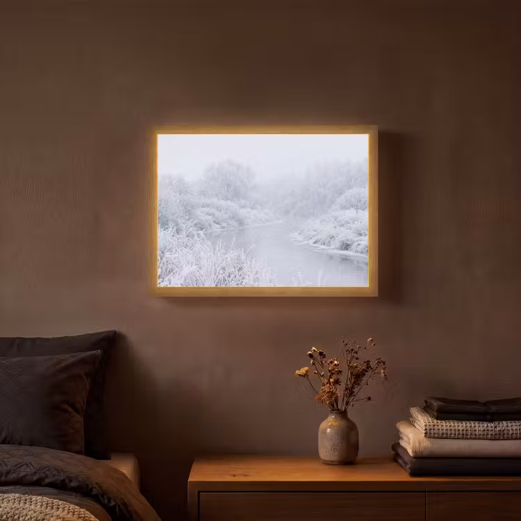Lightbox - Wandlamp - Rivier - Sneeuw - Bos - Winter - Schilderachtig — 3