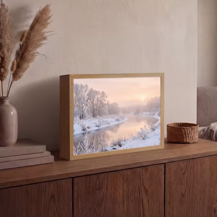 Lightbox - Wandlamp - Rivier - Winter - Landschap - Sneeuw - Zonsopgang — 4