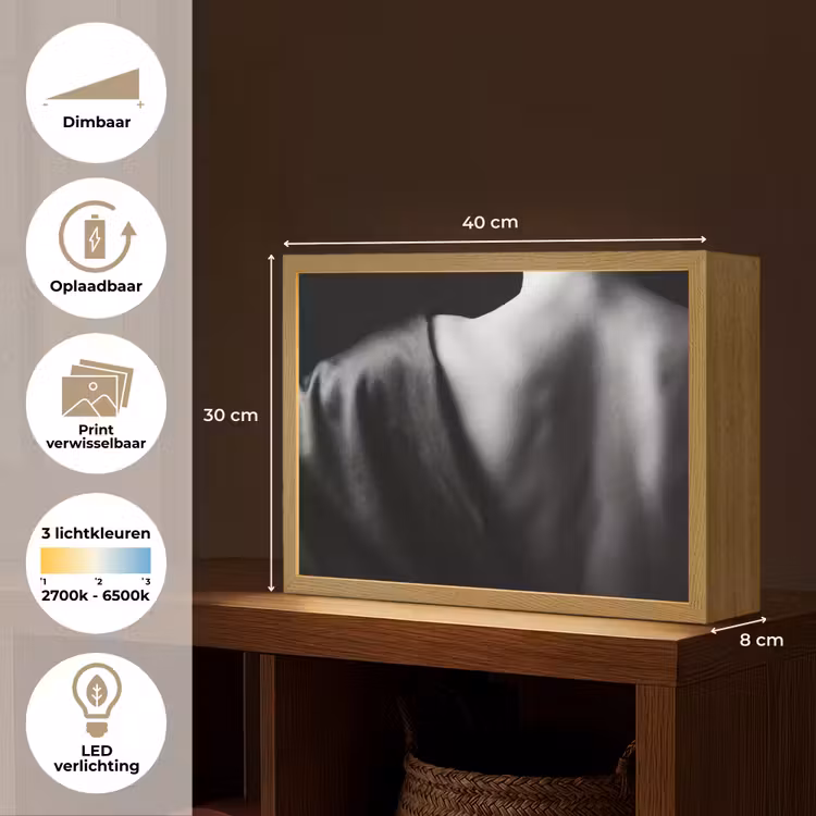 Lightbox - Wandlamp - Schouder - Zijde - Rug - Zwart - Wit - Elegant — 10