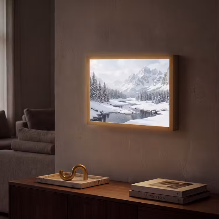 Lightbox - Wandlamp - Sneeuwlandschap - Bergen - Rivier - Winter — 2
