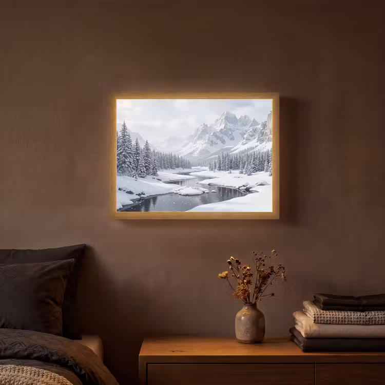 Lightbox - Wandlamp - Sneeuwlandschap - Bergen - Rivier - Winter — 3