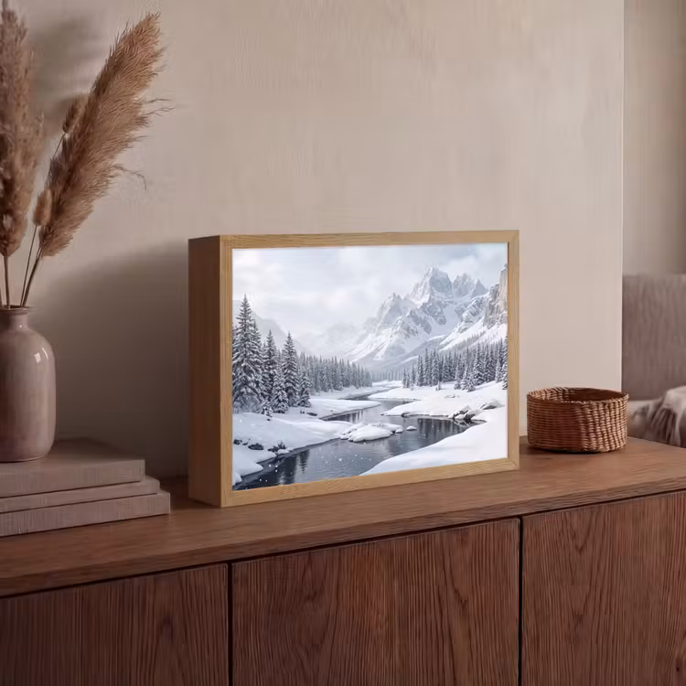 Lightbox - Wandlamp - Sneeuwlandschap - Bergen - Rivier - Winter — 4