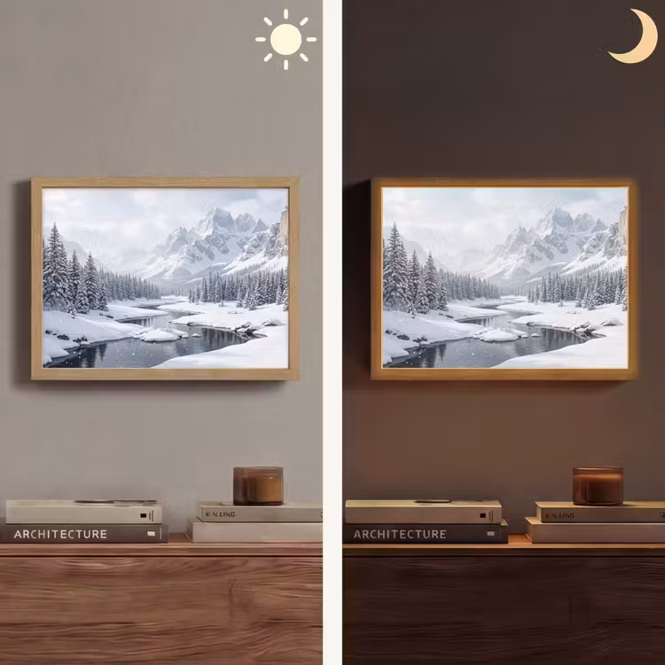 Lightbox - Wandlamp - Sneeuwlandschap - Bergen - Rivier - Winter — 6