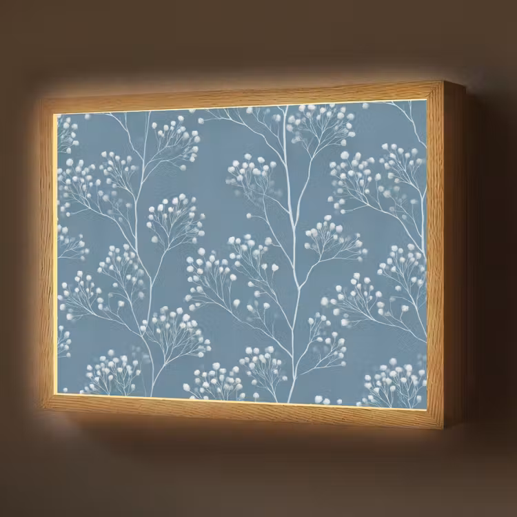 Lightbox - Wandlamp - Takken - Bessen - Patroon - Lichtblauw — 1