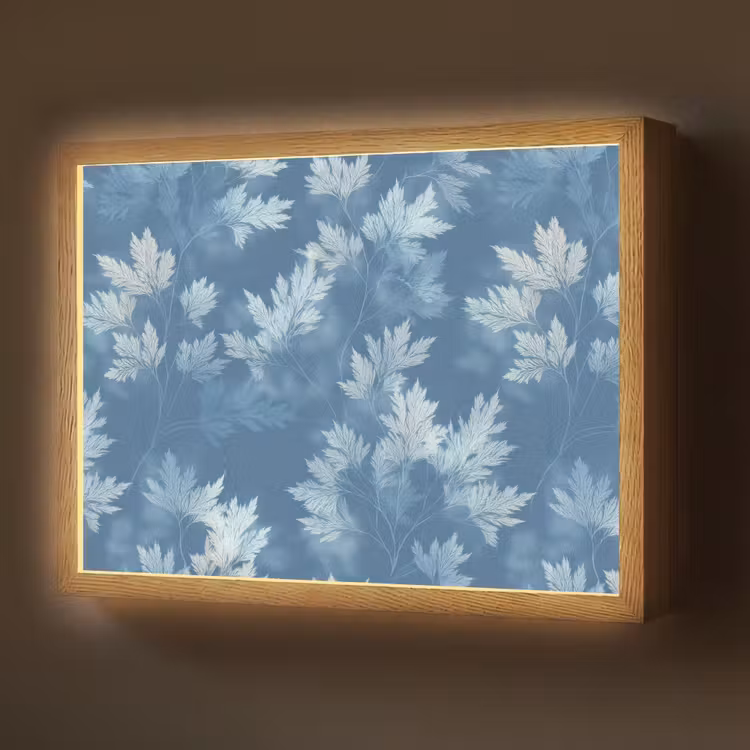 Lightbox - Wandlamp - Varen - Botanisch - Patroon - Grijsblauw — 1