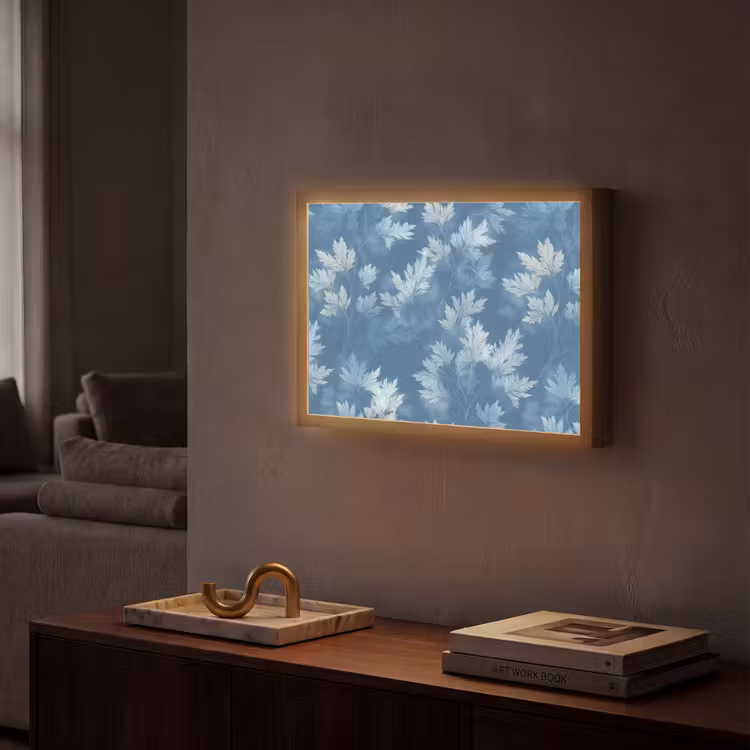 Lightbox - Wandlamp - Varen - Botanisch - Patroon - Grijsblauw — 2