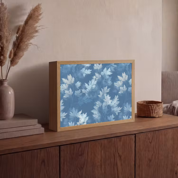 Lightbox - Wandlamp - Varen - Botanisch - Patroon - Grijsblauw — 4
