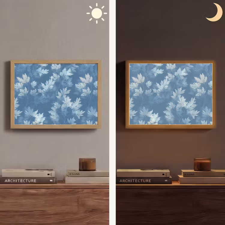 Lightbox - Wandlamp - Varen - Botanisch - Patroon - Grijsblauw — 6