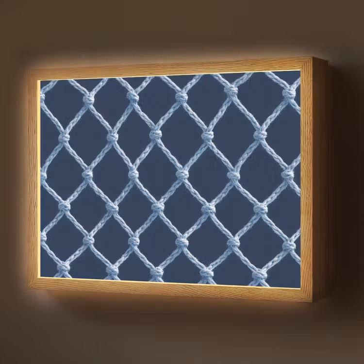 Lightbox - Wandlamp - Visnet - Touw - Patroon - Marineblauw — 1