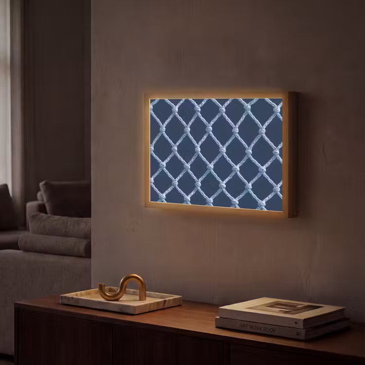 Lightbox - Wandlamp - Visnet - Touw - Patroon - Marineblauw — 2