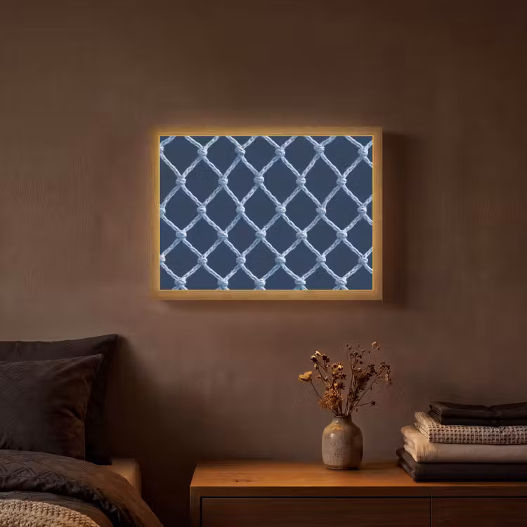 Lightbox - Wandlamp - Visnet - Touw - Patroon - Marineblauw — 3