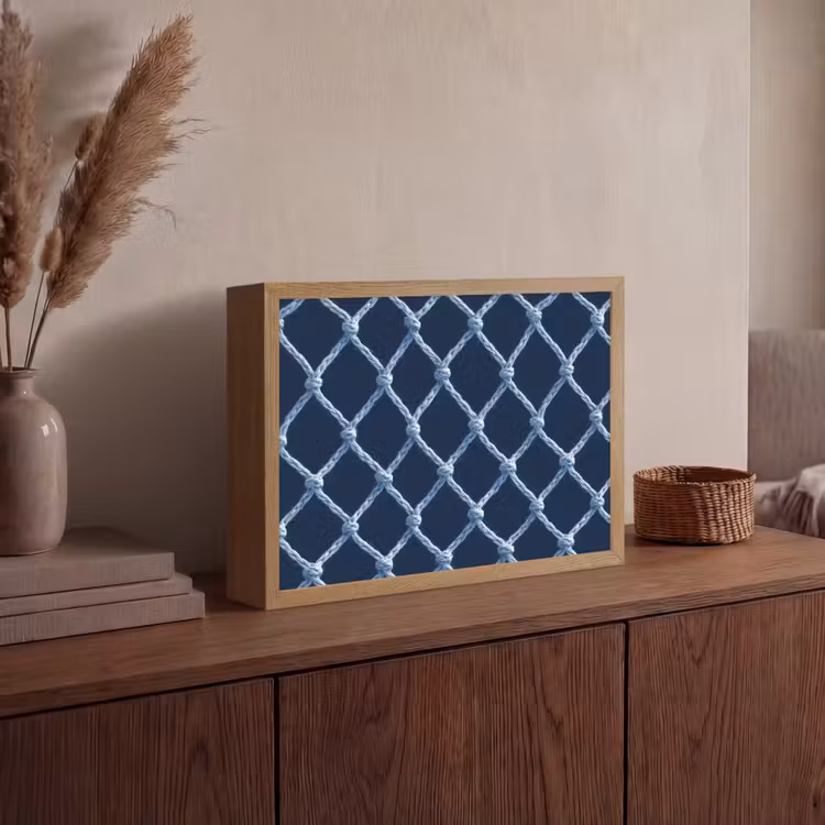 Lightbox - Wandlamp - Visnet - Touw - Patroon - Marineblauw — 4