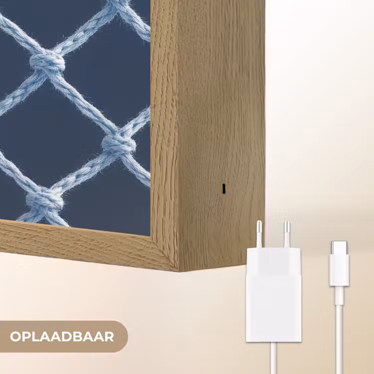 Lightbox - Wandlamp - Visnet - Touw - Patroon - Marineblauw — 7