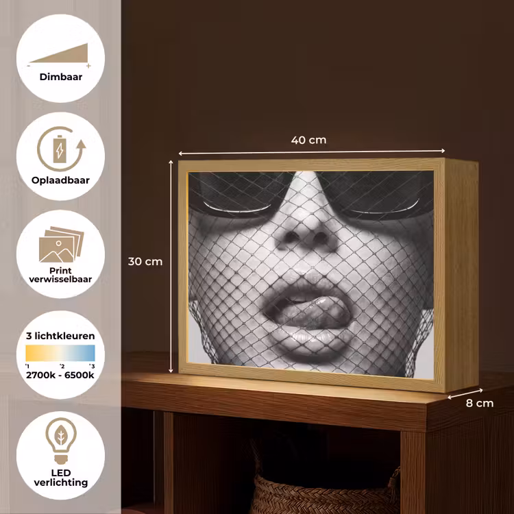 Lightbox - Wandlamp - Vrouw - Net - Mysterieus - Zwart - Wit — 10