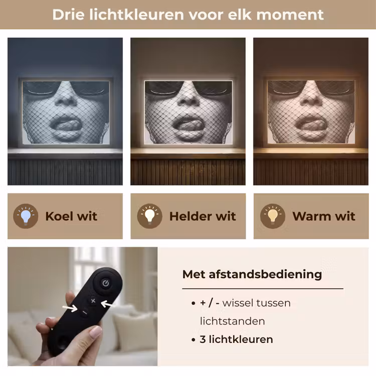 Lightbox - Wandlamp - Vrouw - Net - Mysterieus - Zwart - Wit — 8