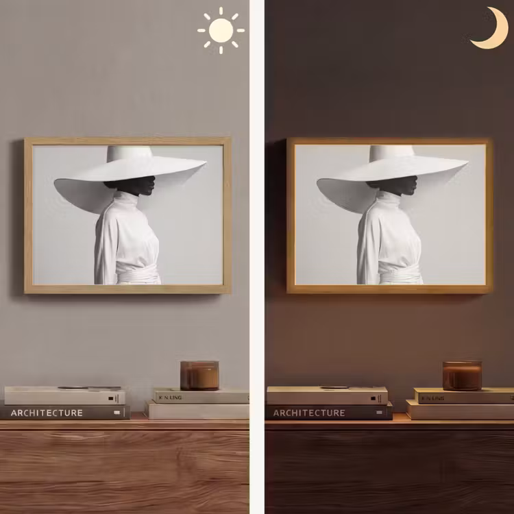 Lightbox - Wandlamp - Vrouw - Profiel - Hoed - Zwart - Wit - Minimalistisch — 6
