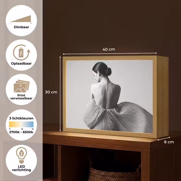 Lightbox - Wandlamp - Vrouw - Rug - Textuur - Zwart - Wit - Elegant — 10