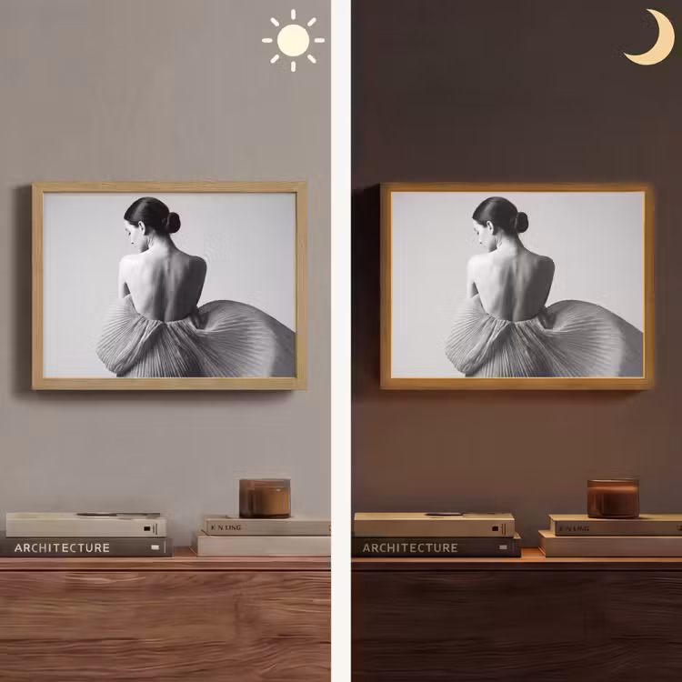 Lightbox - Wandlamp - Vrouw - Rug - Textuur - Zwart - Wit - Elegant — 6