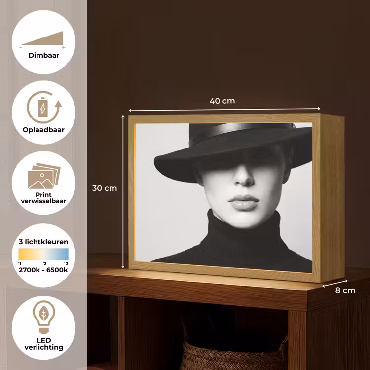 Lightbox - Wandlamp - Vrouw - Schaduw - Zwart - Wit - Mysterieus — 10