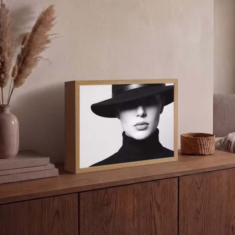 Lightbox - Wandlamp - Vrouw - Schaduw - Zwart - Wit - Mysterieus — 4