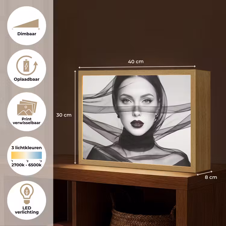 Lightbox - Wandlamp - Vrouw - Sluier - Portret - Zwart  - Wit - Elegant — 10