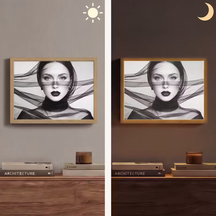 Lightbox - Wandlamp - Vrouw - Sluier - Portret - Zwart  - Wit - Elegant — 6