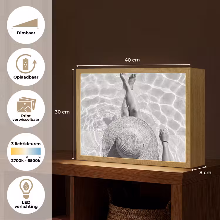 Lightbox - Wandlamp - Zwembad - Hoed - Water - Zwart - Wit - Zomers — 10