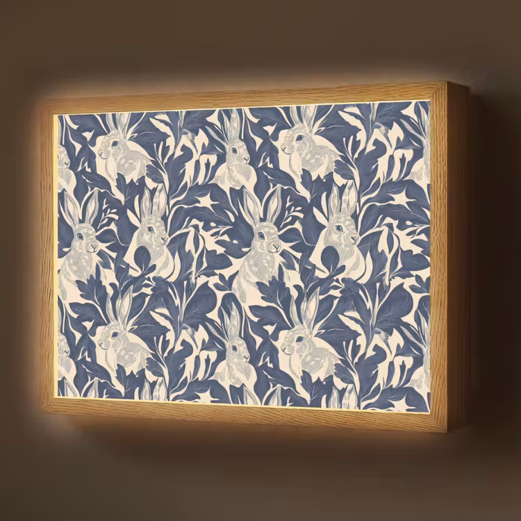 Lightbox - Wandlamp - Hazen - Bladeren - Patroon - Blauw - Beige — 1