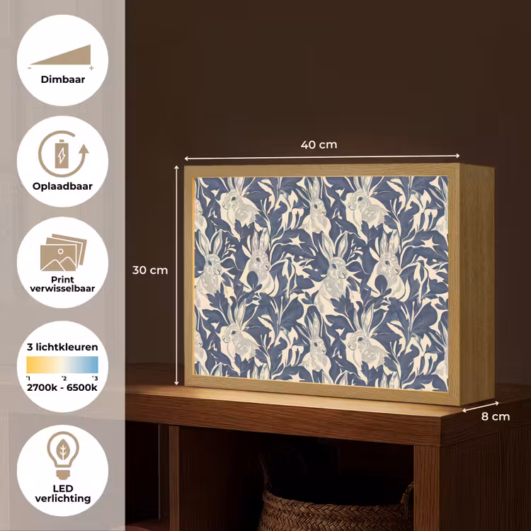 Lightbox - Wandlamp - Hazen - Bladeren - Patroon - Blauw - Beige — 10