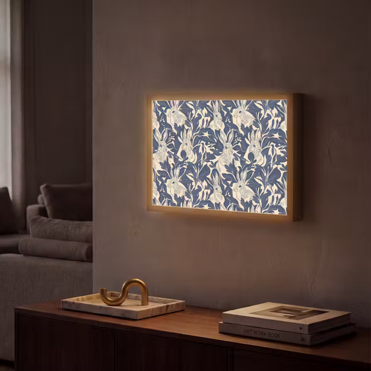 Lightbox - Wandlamp - Hazen - Bladeren - Patroon - Blauw - Beige — 2