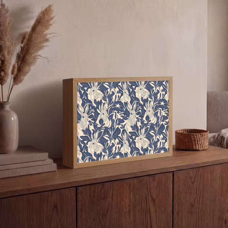 Lightbox - Wandlamp - Hazen - Bladeren - Patroon - Blauw - Beige — 4