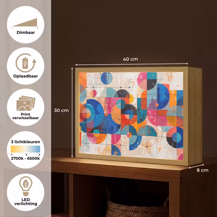 Lightbox - Wandlamp - Kunst - Geometrisch - Abstract - Kleurrijk — 10