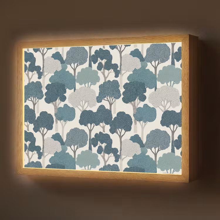 Lightbox - Wandlamp - Modern - Bomen - Bos - Patroon - Blauw — 1