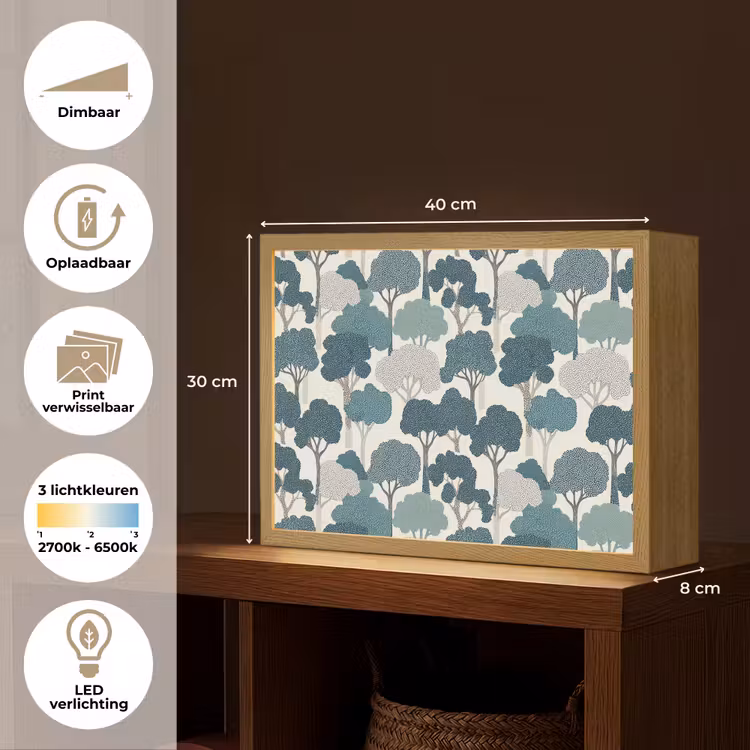 Lightbox - Wandlamp - Modern - Bomen - Bos - Patroon - Blauw — 10