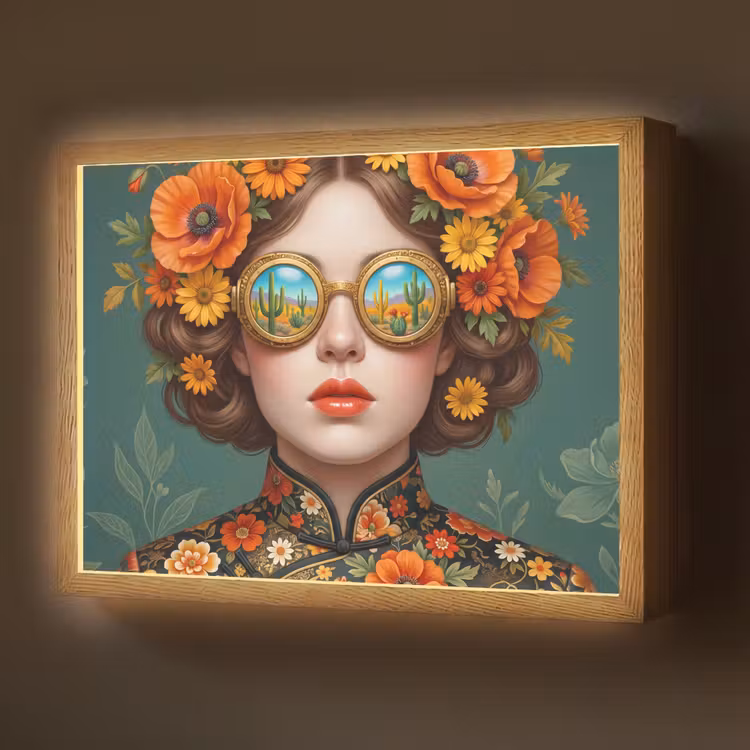 Lightbox - Wandlamp - Portret - Vrouw - Kleurrijk - Expressief — 1