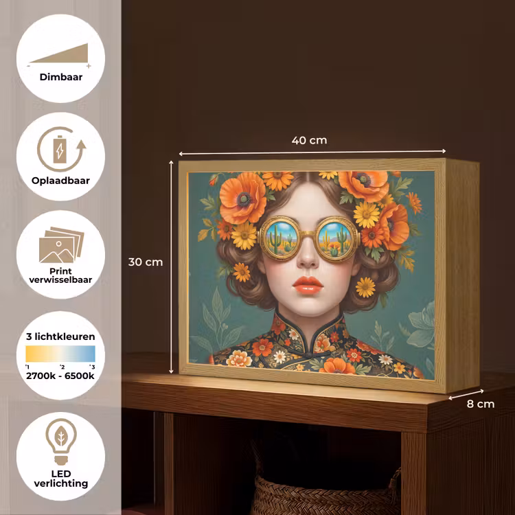 Lightbox - Wandlamp - Portret - Vrouw - Kleurrijk - Expressief — 10