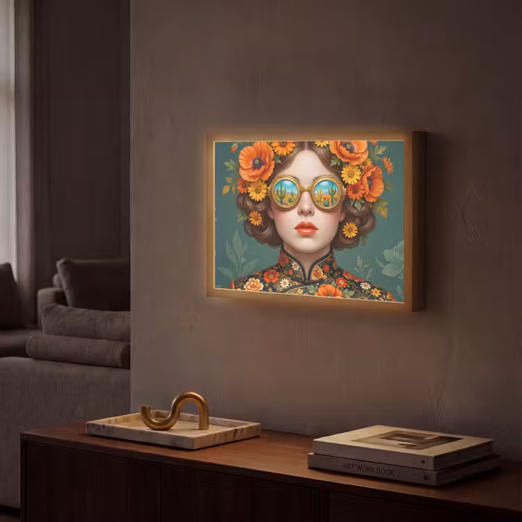 Lightbox - Wandlamp - Portret - Vrouw - Kleurrijk - Expressief — 2