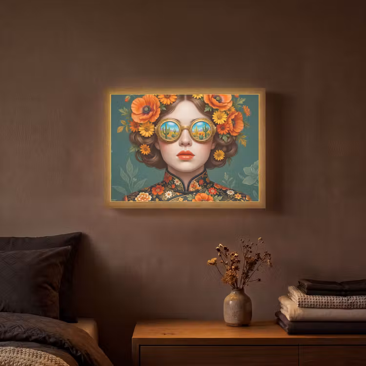 Lightbox - Wandlamp - Portret - Vrouw - Kleurrijk - Expressief — 3