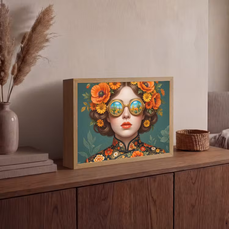 Lightbox - Wandlamp - Portret - Vrouw - Kleurrijk - Expressief — 4