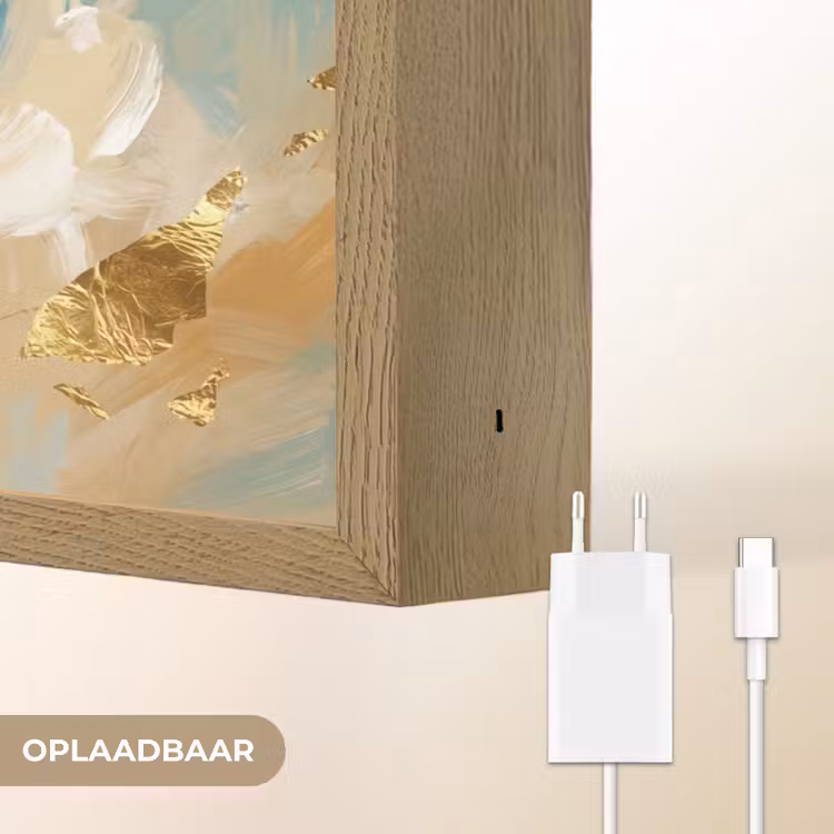 Lightbox - Wandlamp - Portret - Vrouw - Schilderij - Blauw - Goud - Expressief — 7