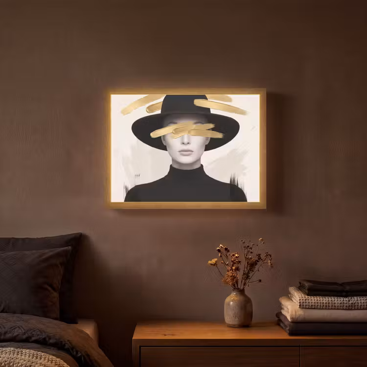 Lightbox - Wandlamp - Vrouw - Portret - Modern - Goud - Kunst — 3