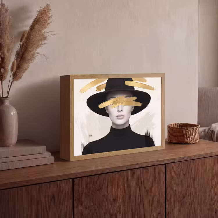 Lightbox - Wandlamp - Vrouw - Portret - Modern - Goud - Kunst — 4