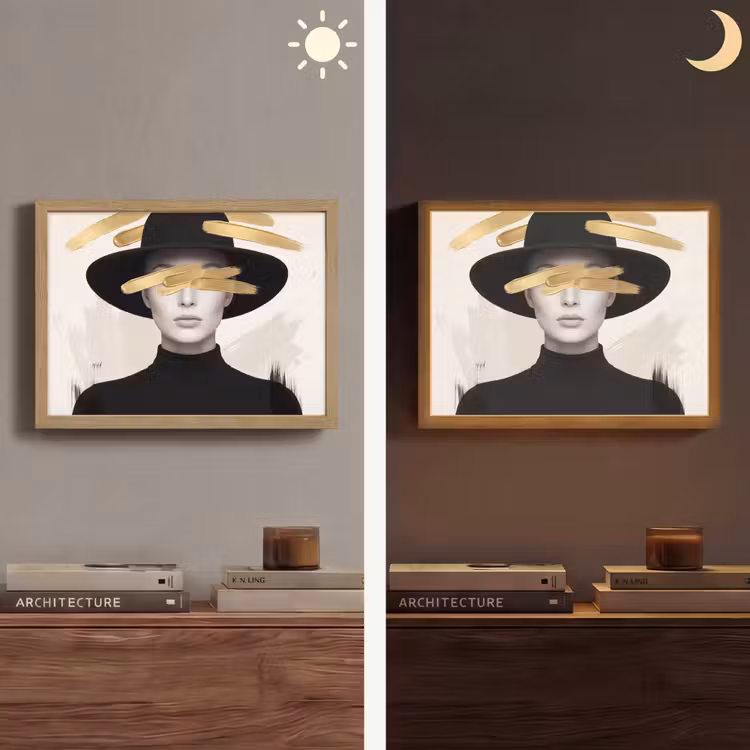 Lightbox - Wandlamp - Vrouw - Portret - Modern - Goud - Kunst — 6