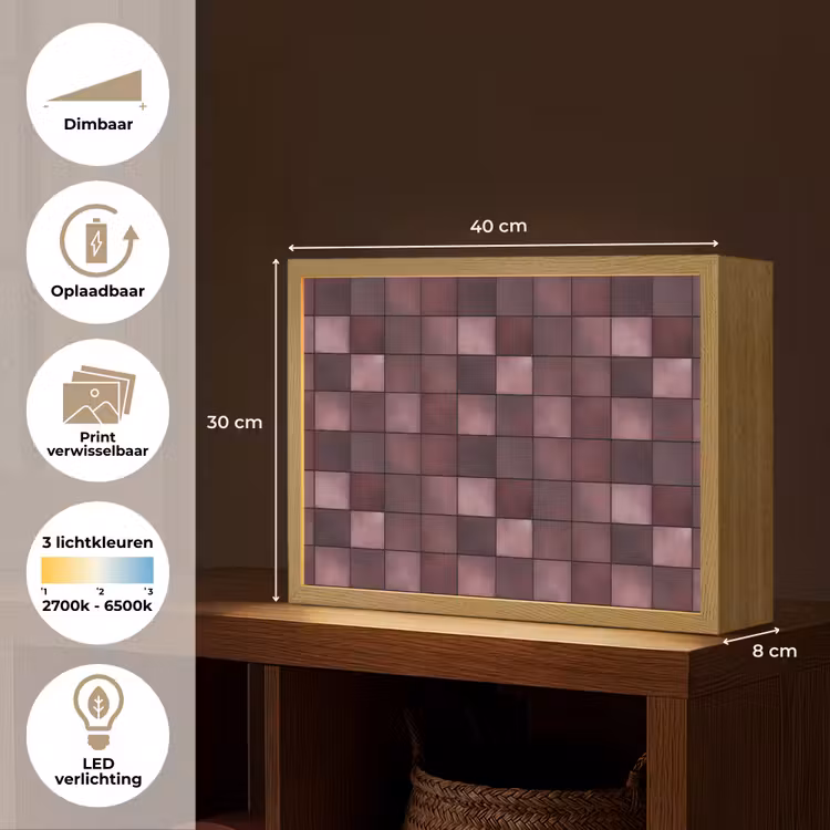 Lightbox - Wandlamp - Vierkant - Tegel - Patroon - Paars — 10