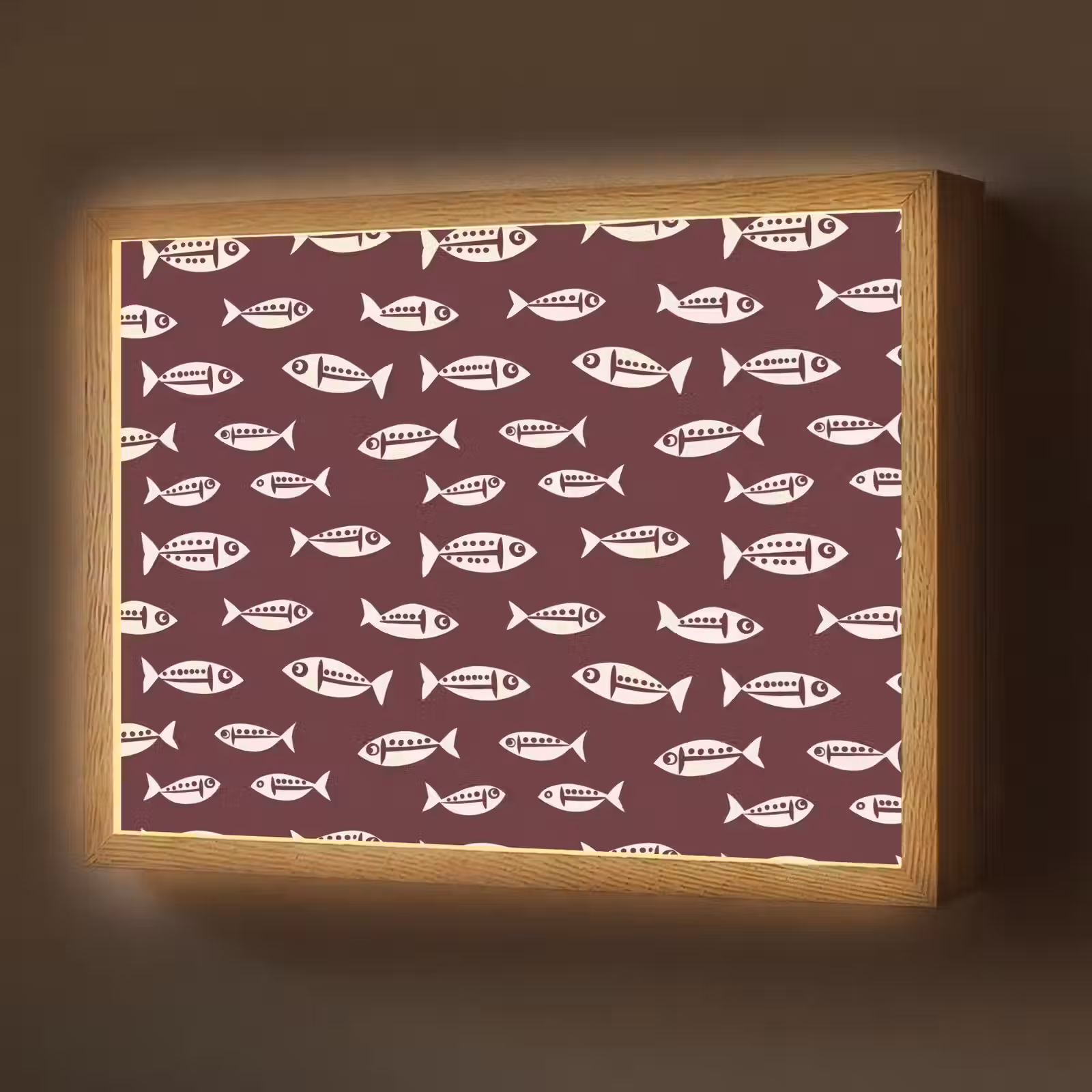 Lightbox - Wandlamp - Vissen - Grafisch - Patroon - Donker — 1