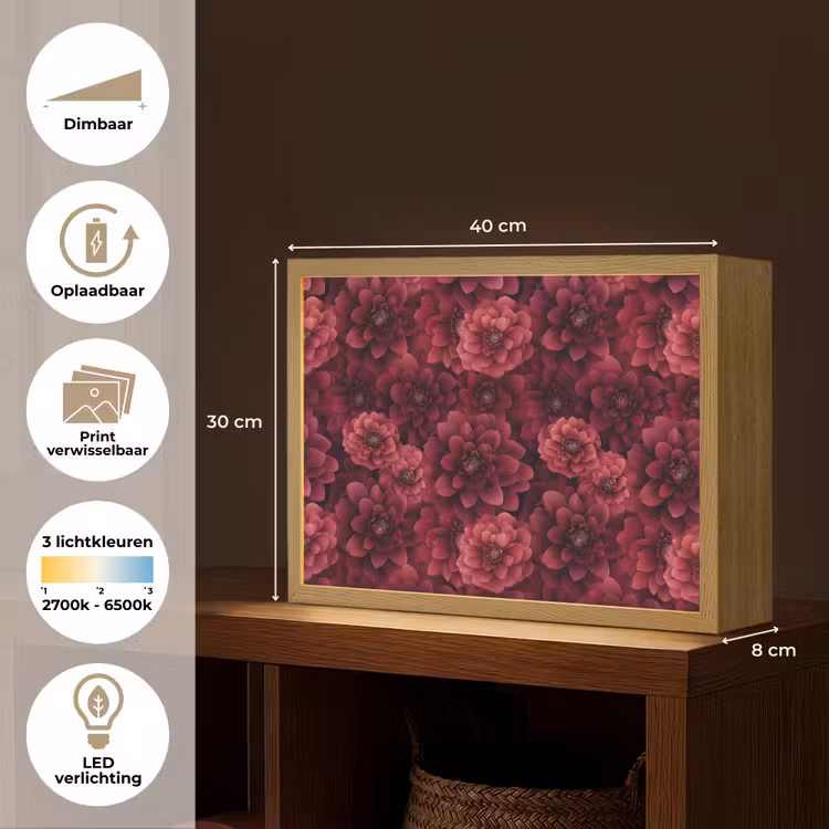 Lightbox - Wandlamp - Dahlias - Bloemen - Rood — 10