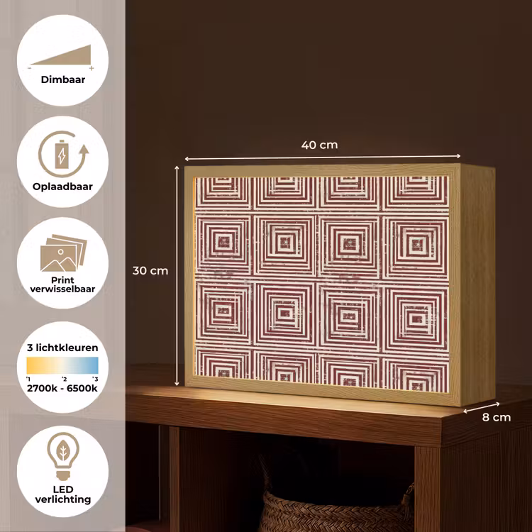 Lightbox - Wandlamp - Geometrisch - Patroon - Rood — 10