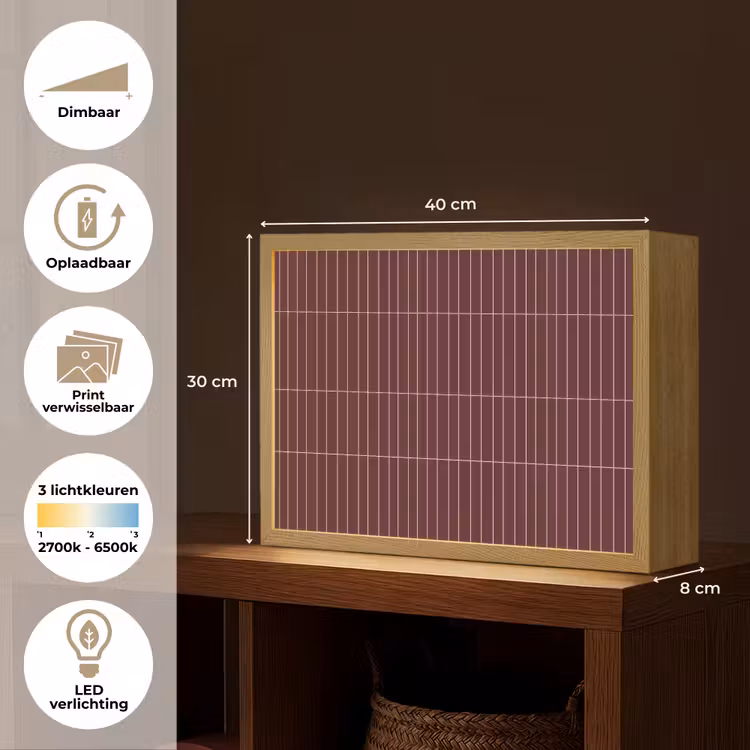 Lightbox - Wandlamp - Lijnen - Patroon - Bordeaux — 10
