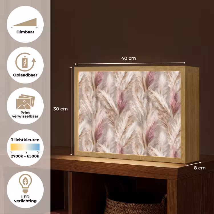 Lightbox - Wandlamp - Pampasgras - Pluizig - Kleurrijk — 10